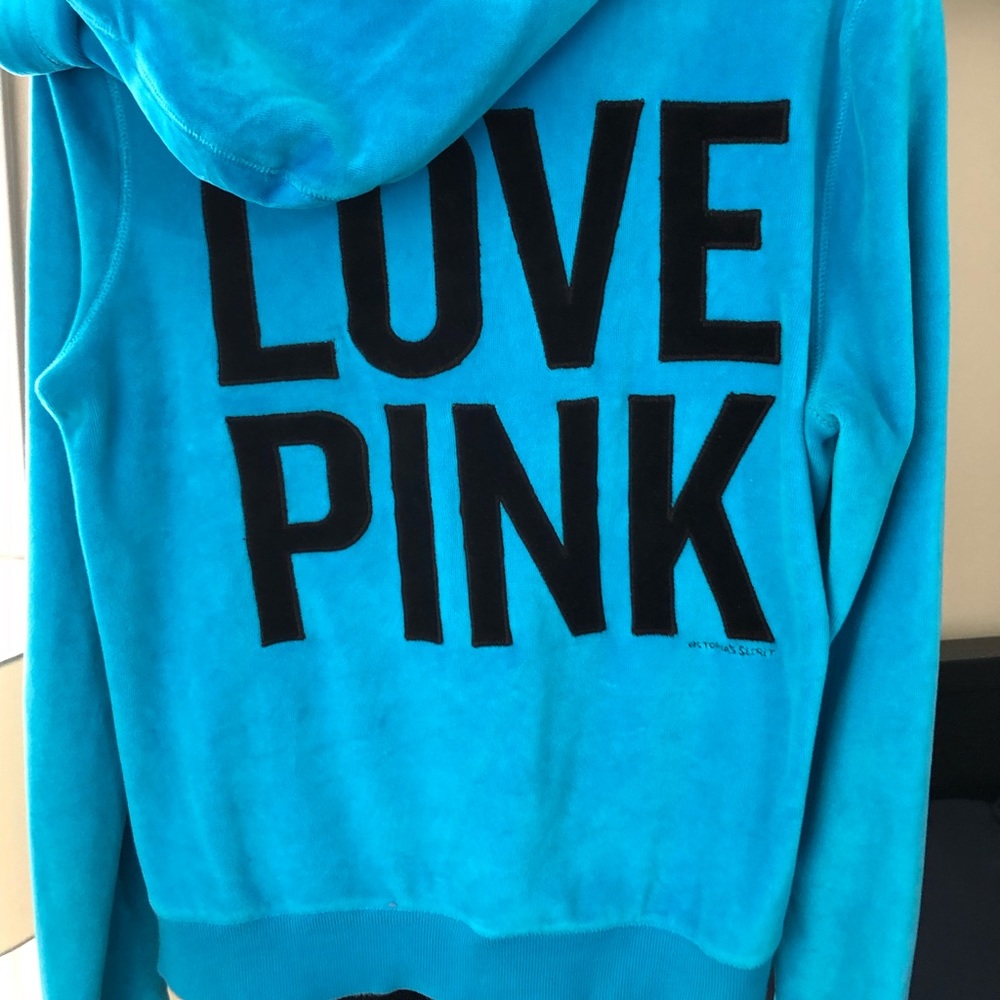 PINK turquoise velour track jacket